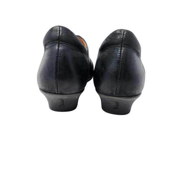 Think Square Toe Block Heels Leather Pumps Comfort Shoes Slip On Black Size 37 - Picture 5 of 10